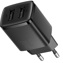 Зарядное устройство Baseus Compact Charger 2U 2USB, 2.1A/10.5W Black (000009749)