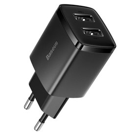 Зарядное устройство Baseus Compact Charger 2U 2USB, 2.1A/10.5W Black (000009749), изображение 5
