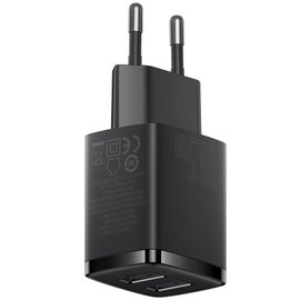 Зарядное устройство Baseus Compact Charger 2U 2USB, 2.1A/10.5W Black (000009749), изображение 6