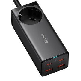 Зарядное устройство Baseus GaN3 Pro Desktop Powerstrip AC/2USB/2Type-C, 100W, QC/PD Black (000009748), изображение 3