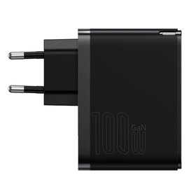 Зарядное устройство Baseus Type-C to Typc-C cable Gan5 Pro Fast Charger 1USB/1Type-C, PD/QC, 100W/3A Black (000009124), Цвет: Black, изображение 2