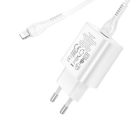 Зарядний пристрій Hoco Type-C to Lightning Cable Jetta charger set N22 Type-C, 25W/3A, PD White (000008834), зображення 4