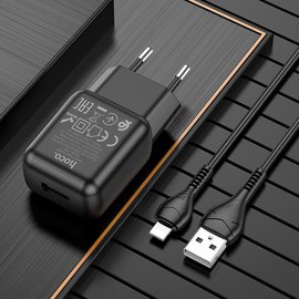 Зарядний пристрій Hoco Lightning cable single port charger set C96A 1USB, 2.1A Black (000009179), Колір: Black, зображення 6