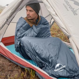Спальный&nbsp;мешок Naturehike Ultralight LW180 NH21MSD09 сверхлегкий, левый, (15&deg;C), p-p M, серо-синий (6927595777947-L), Сторона застежки: Левая, Полная длина, см: 190 см, изображение 5