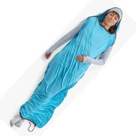 Вкладыш для спального мешка Sea to Summit Breeze Sleeping Bag Liner, Mummy w/ Drawcord - Standart, Blue Atoll (STS ASL031081-190205), Максимальный рост пользователя, см: 216 см, изображение 6