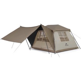 Палатка с навесом Naturehike Village CNK2300ZP022, коричневая большая (6976023920189)