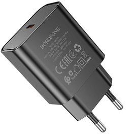 Зарядное устройство Borofone Power single port charger BA71A 1Type-C, 20W/3A, PD/QC Black (000009199), Цвет: Black