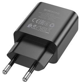 Зарядное устройство Borofone Power single port charger BA71A 1Type-C, 20W/3A, PD/QC Black (000009199), Цвет: Black, изображение 2