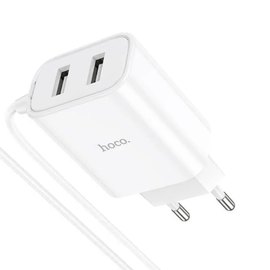 Зарядное устройство Hoco Lightning Cable Courser dual-port charger C103A 2USB, 2.1A White (000009075), изображение 3