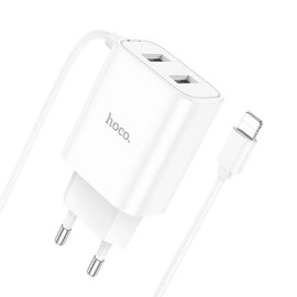 Зарядное устройство Hoco Lightning Cable Courser dual-port charger C103A 2USB, 2.1A White (000009075), изображение 5