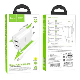 Зарядное устройство Hoco Lightning Cable Courser dual-port charger C103A 2USB, 2.1A White (000009075), изображение 6