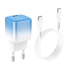 Зарядний пристрій Hoco Type-C to Type-C cable single port charge set C101A Type-C, PD, 3A/20W Blue (000009073), зображення 5