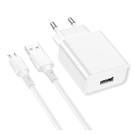Зарядное устройство Borofone Micro USB Cable Aspirer single port charger set BA74A 1USB, 2.1A White (000009204), изображение 4