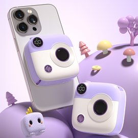 Повербанк XO PR223 Magnetic 15W mini camera digital display 10000 mAh Purple/White (6920680849277), Цвет : Purple/White, изображение 4