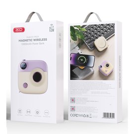 Повербанк XO PR223 Magnetic 15W mini camera digital display 10000 mAh Purple/White (6920680849277), Цвет : Purple/White, изображение 6