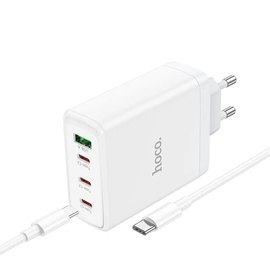 Зарядний пристрій Hoco Leader Type-C to Type-C Cable four-port (3c1a) fast charger set N31 4Type-C/1USB, 100W/5A, PD/QC White (000009194), зображення 4
