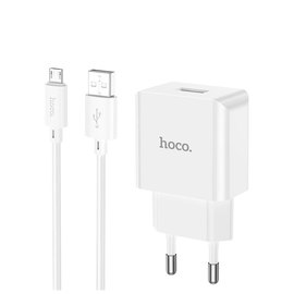Зарядное устройство Hoco Leisure Micro USB cable single port charger C106A 1USB, 10.5W/2.1A White (000009186), изображение 2