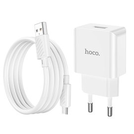 Зарядное устройство Hoco Leisure Micro USB cable single port charger C106A 1USB, 10.5W/2.1A White (000009186), изображение 3