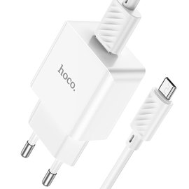 Зарядное устройство Hoco Leisure Micro USB cable single port charger C106A 1USB, 10.5W/2.1A White (000009186), изображение 4