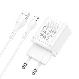 Зарядное устройство Hoco Type-C Cable Maker dual Port charger set N25 2USB, 2.1A White (000009299), изображение 3