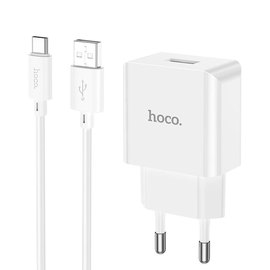 Зарядное устройство Hoco Type-C cableleisure single port charger C106A 1USB, 10.5W/2.1A White (000009187), изображение 2