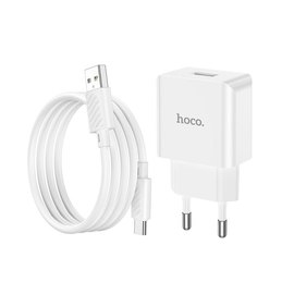 Зарядное устройство Hoco Type-C cableleisure single port charger C106A 1USB, 10.5W/2.1A White (000009187), изображение 3