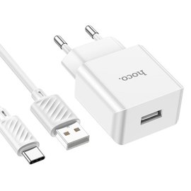 Зарядное устройство Hoco Type-C cableleisure single port charger C106A 1USB, 10.5W/2.1A White (000009187), изображение 6