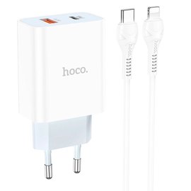 Зарядное устройство Hoco Type-C to Lightning charger set C97A 1USB/1Type-C, 20W/3A, QC/PD White (000009181), изображение 2