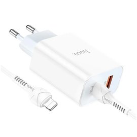 Зарядное устройство Hoco Type-C to Lightning charger set C97A 1USB/1Type-C, 20W/3A, QC/PD White (000009181), изображение 3