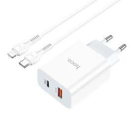 Зарядное устройство Hoco Type-C to Lightning charger set C97A 1USB/1Type-C, 20W/3A, QC/PD White (000009181), изображение 4