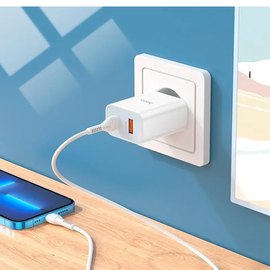 Зарядное устройство Hoco Type-C to Lightning charger set C97A 1USB/1Type-C, 20W/3A, QC/PD White (000009181), изображение 6