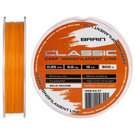 Леска Brain Classic Carp Line 300m 0,25mm 6,6kg 15lb Solid orange (1858.80.97), Диаметр, мм: 0.25 мм