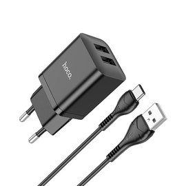 Зарядное устройство Hoco Type-C Cable Maker dual Port charger set N25 2USB, 2.1A Black (000009508), изображение 5