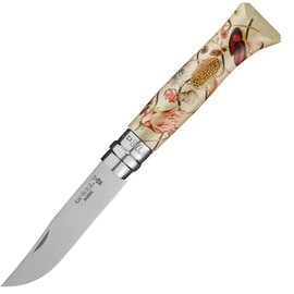 Ніж туристичний Opinel № 8 Limited Edition Nature by Rommy Gonzalez (002601), Покриття клинка: Satin, Колір: Beige/red