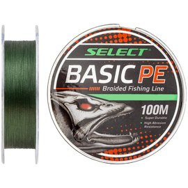 Шнур Select Basic PE 100m 0.14mm 15lb/6.8kg темно-зеленый (1870.27.62), Диаметр, мм: 0.14 мм, Разрывная нагрузка, кг : 6.8 кг