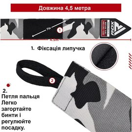 Бинты боксерские RDX WX Professional Boxing Hand Wraps Black 4.5 м (HWX-RB+), Цвет: Чёрный, изображение 6