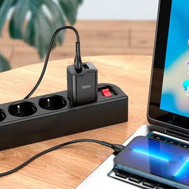 Зарядное устройство Hoco Lightning Cable Maker dual port charger set N25 2USB, 2.1A Black (000009506), изображение 3