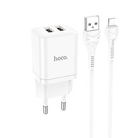 Зарядное устройство Hoco Lightning Cable Maker dual port charger set N25 2USB, 2.1A White (000009414), изображение 2