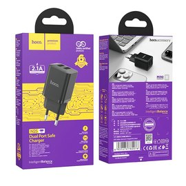 Зарядний пристрій Hoco Maker dual port charger N25 2USB, 2.1A Black (000009412), Колір: Black, зображення 4