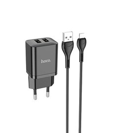 Зарядний пристрій Hoco Micro USB Cable Maker dual port charger set N25 2USB, 2.1A Black (000009507), Колір: Black, зображення 2