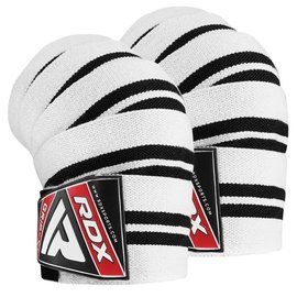Бинты для колен RDX K1 GYM Knee Wraps White/Black Plus (WAH-K1W+), Цвет: Чёрный/Белый