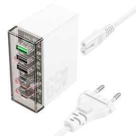 Зарядное устройство Hoco Fuerza six-port charger N36 3USB/3Type-C, 65W/3A, PD/QC Transparent/Black (000010353)