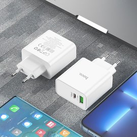 Зарядний пристрій Hoco Awesome C113A 1USB/1Type-C, 65W/3A, PD/QC White (000010028), зображення 5