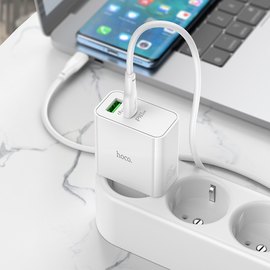 Зарядний пристрій Hoco Awesome C113A 1USB/1Type-C, 65W/3A, PD/QC White (000010028), зображення 6