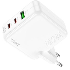Зарядное устройство Hoco Header three-port C115A 1USB/2Type-C, 65W/3A, PD/QC White (000009984), изображение 2