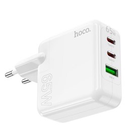 Зарядное устройство Hoco Header three-port C115A 1USB/2Type-C, 65W/3A, PD/QC White (000009984), изображение 3