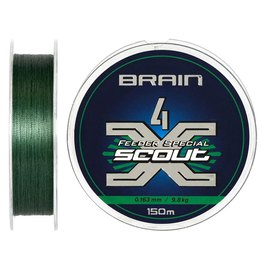 Шнур Brain Scout 4X 150m deep green 0.163mm 9.8kg (1858.55.30), Диаметр, мм: 0.163 мм