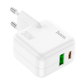 Зарядний пристрій Hoco Lucky dual-port charger C111A 1USB/1Type-C, 30W/3A, PD/QC White (000009462), зображення 3
