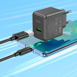 Зарядний пристрій Hoco Micro USB Cable Ocean CS12A 1USB, 18W/3A, QC3.0 Black (000009916), зображення 4