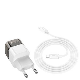 Зарядний пристрій  Hoco Type-C to Lightning cable Transparent tribute single-port C125A 1Type-C, PD/QC, 20W Transparent/Black (000009793), зображення 4